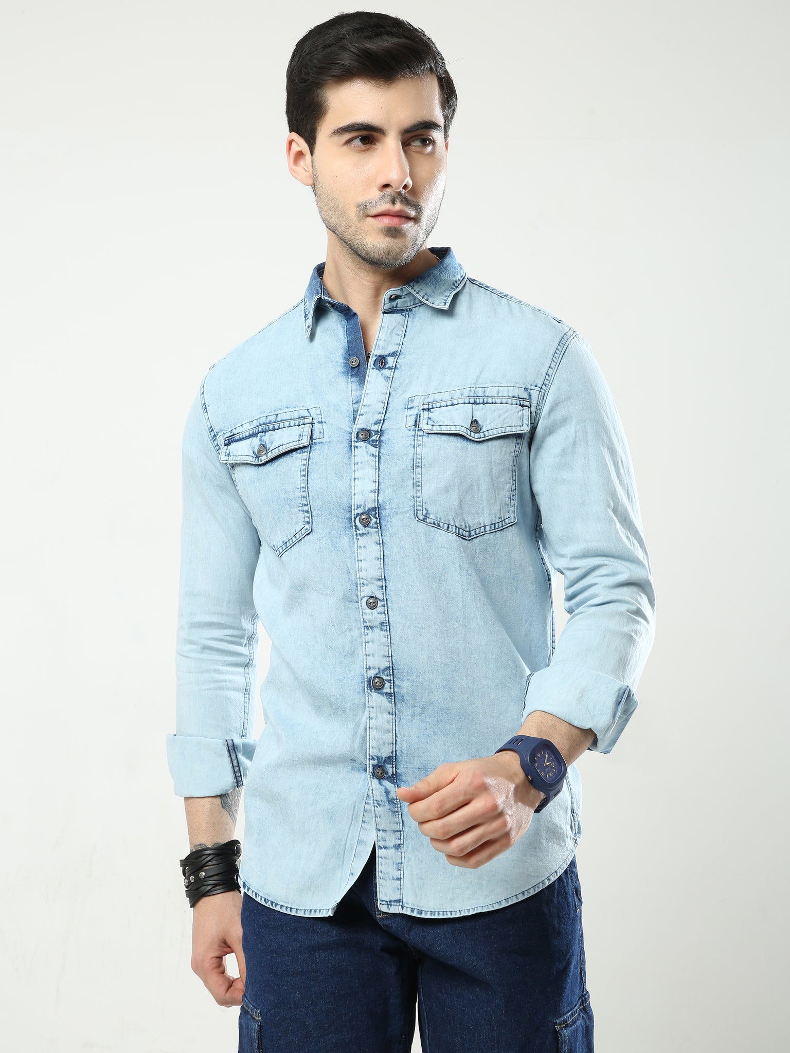 Fashion Cotton Long Sleeves Men Denim Shirts Without Collar by Fly Jeans -  China Men Clothes and Men Overshirt price | Made-in-China.com